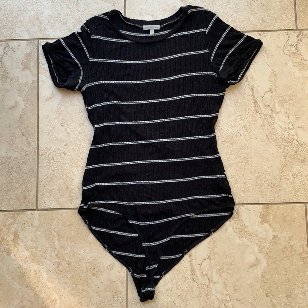 Black and white striped bodysuit